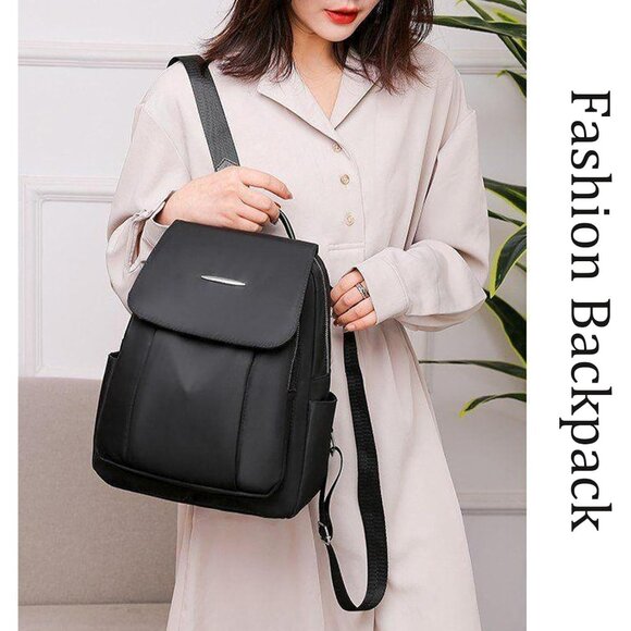 Mini Nylon Backpack for Women Lightweight Travel Purse B Black Small Trendy Bag - Picture 5 of 7